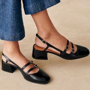 Sezane Paula Babies Patent Black - Size US 7, 38